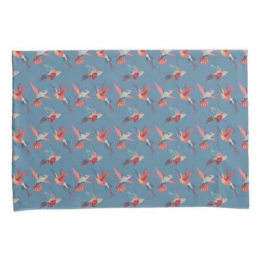 Retro Hummingbird Patroon Kussensloop (Voorkant-Rechts)