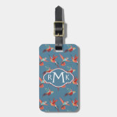 Retro Hummingbird Patroon | Monogram Bagagelabel (Voorkant verticaal)
