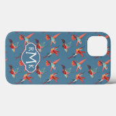 Retro Hummingbird Patroon | Monogram Case-Mate iPhone Case (Achterkant (horizontaal))