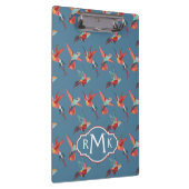 Retro Hummingbird Patroon | Monogram Klembord (Rechts)