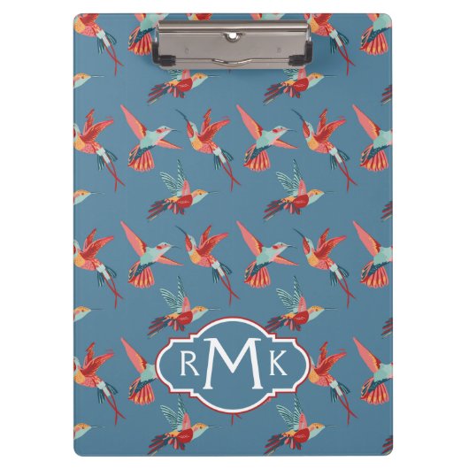 Retro Hummingbird Patroon | Monogram Klembord (Voorkant)