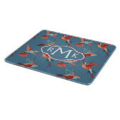 Retro Hummingbird Patroon | Monogram Snijplank (Hoek)