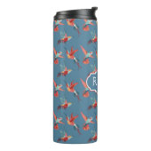 Retro Hummingbird Patroon | Monogram Thermosbeker (Gedraaid links)