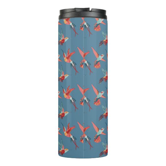 Retro Hummingbird Patroon | Monogram Thermosbeker (Achterkant)