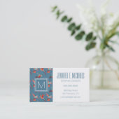 Retro Hummingbird Patroon | Monogram Visitekaartje (Staand voorkant)