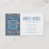 Retro Hummingbird Patroon | Monogram Visitekaartje (Voorkant)