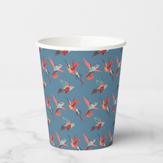 Retro Hummingbird Patroon Papieren Bekers (Links)