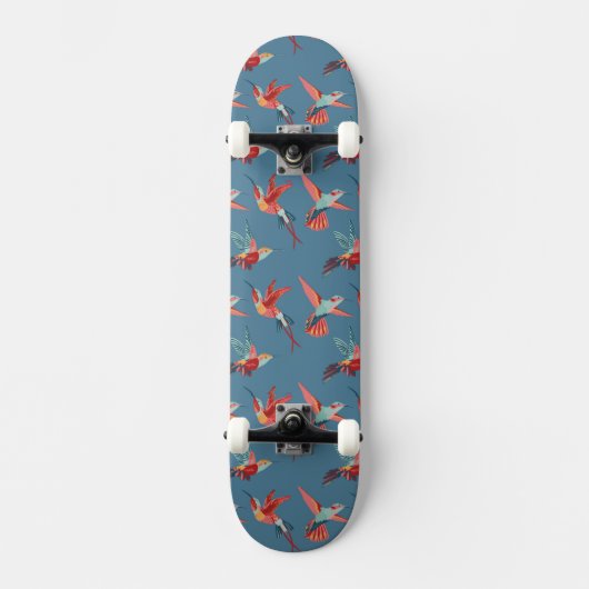 Retro Hummingbird Patroon Skateboard (Voorkant)