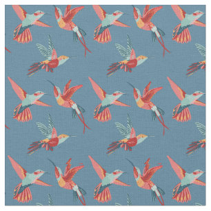 Retro Hummingbird Patroon Stof