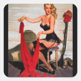  Retro Hunter Pinup Girl Vierkante Sticker