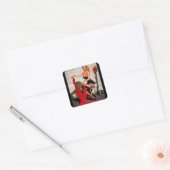  Retro Hunter Pinup Girl Vierkante Sticker (Envelop)