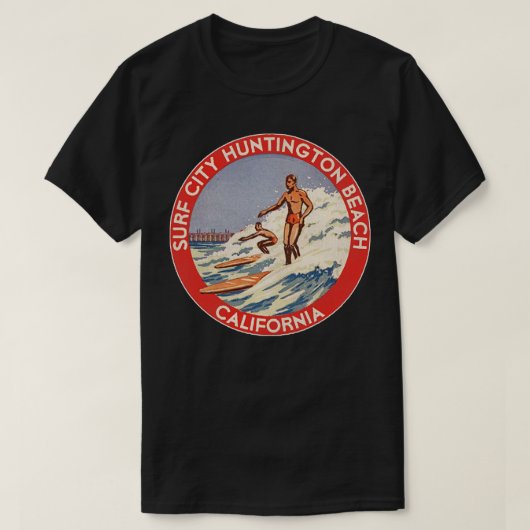 Retro Huntington Beach CA 70s Surf City Souvenir T-shirt (Design voorkant)