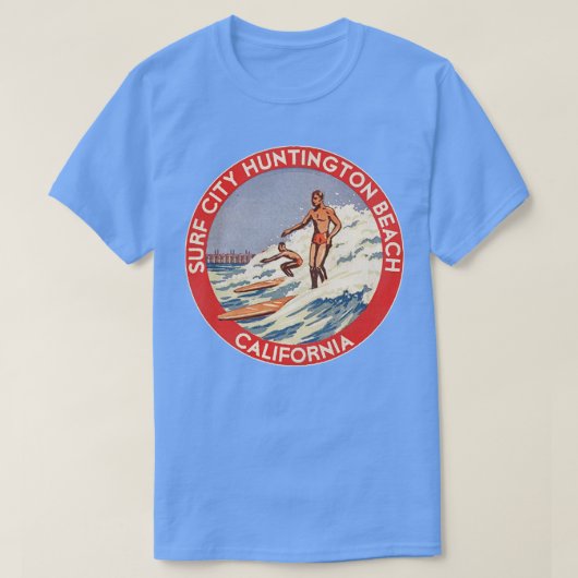 Retro Huntington Beach CA 70s Surf City Souvenir T-shirt (Design voorkant)