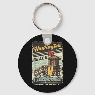  Retro Huntington Beach California Sunset S Sleutelhanger