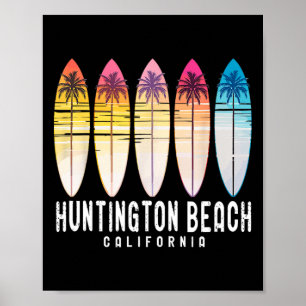 Retro Huntington Beach Californië Surfer Surfen  Poster