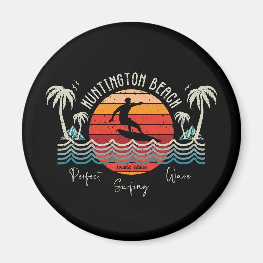 Retro Huntington Beach Surfen Magneet (Voorkant)