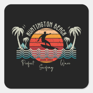 Retro Huntington Beach Surfen Vierkante Sticker