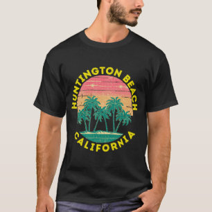 Retro Huntington Beach Vakantie Souvenir Palm Tree T-shirt