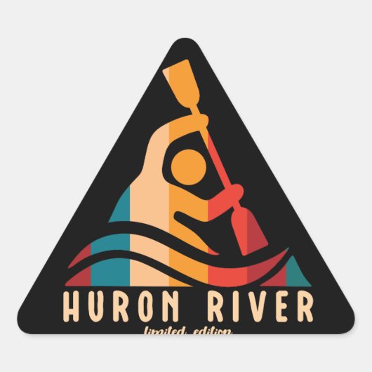 Retro Huron River Kayaking Sticker (Voorkant)