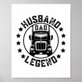 Retro Husband Dad Trucker Legend Poster (Voorkant)