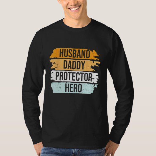 Retro Husband Daddy Protector Hero Father s Day Fo T-shirt (Voorkant)