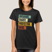 Retro Husband Daddy Protector Hero Fathers Day for T-shirt (Voorkant)