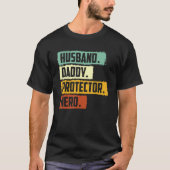 Retro Husband Daddy Protector Hero Fathers Day for T-shirt (Voorkant)