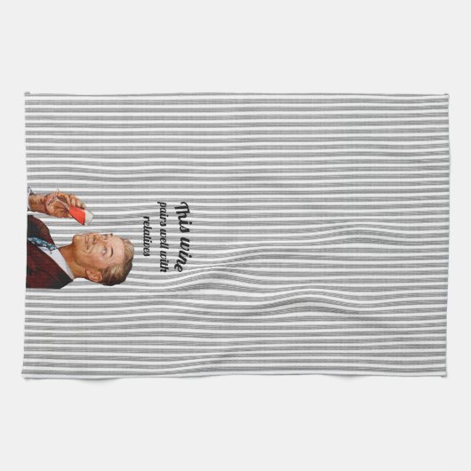 Retro Husband Funny Wine Theedoek (Horizontaal)