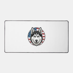 Retro Husky Patriottische Hond Vector T-shirt Ontw Bureaumat