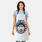 Retro Husky Patriottische Hond Vector T-shirt Ontw Schort (Gedragen)