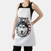 Retro Husky Patriottische Hond Vector T-shirt Ontw Schort (Insitu)