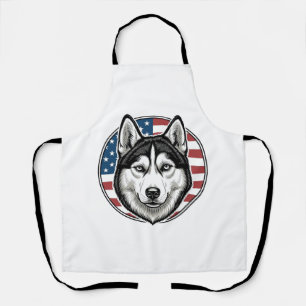 Retro Husky Patriottische Hond Vector T-shirt Ontw Schort