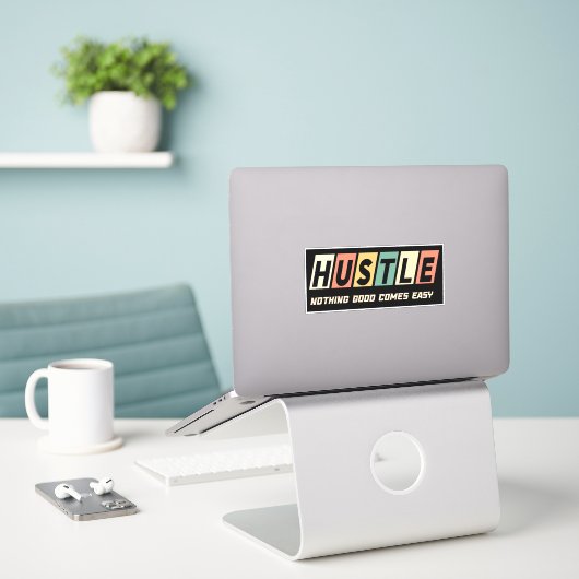 Retro Hustle Niets Goed Komt Gemakkelijk Sticker (Laptop op bureau)