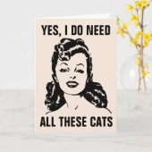 RETRO HUUSEWIFE CAT CATEGORIE Wenskaarten Kaart (Gele Bloem)