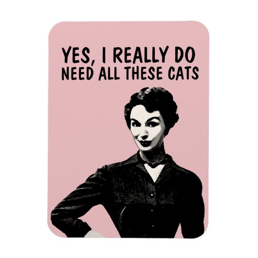 RETRO HUUSEWIFE FUNNY CAT MAGNETS MAGNEET (Verticaal)