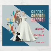 Retro huwelijksetiketten voor mousserende wijnfles sparkling wijnetiket (Enkel label)