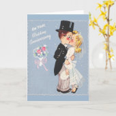 Retro Huwelijksjubileum Kaart (Gele Bloem)