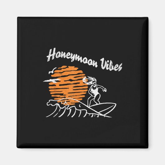 Retro huwelijksreis vibes nieuwe bruiloft bruid br magneet (Voorkant)