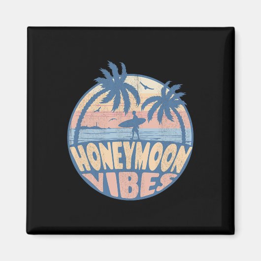 Retro huwelijksreis vibes nieuwe bruiloft bruid br magneet (Voorkant)