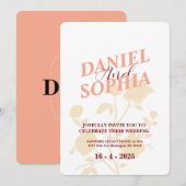 Retro huwelijksuitnodiging Wit Kaart (Voorkant / Achterkant)