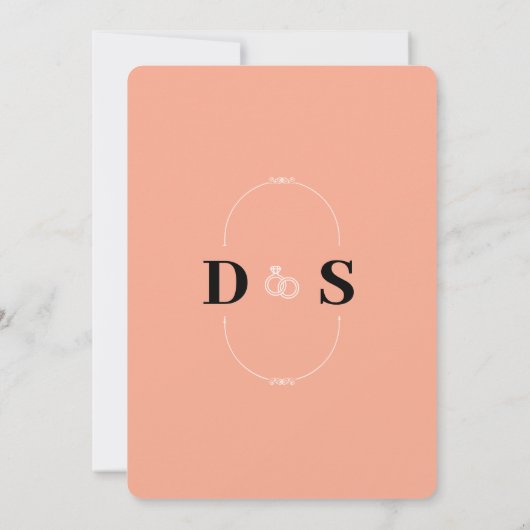 Retro huwelijksuitnodiging Wit Kaart (Achterkant)