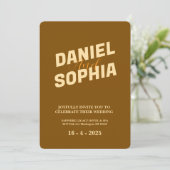Retro huwelijksuitnodigingskaart bruin kaart (Staand voorkant)