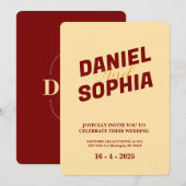 Retro huwelijksuitnodigingskaart Cream Kaart (Voorkant / Achterkant)