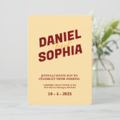 Retro huwelijksuitnodigingskaart Cream Kaart (Staand voorkant)