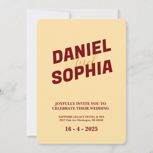 Retro huwelijksuitnodigingskaart Cream Kaart (Voorkant)