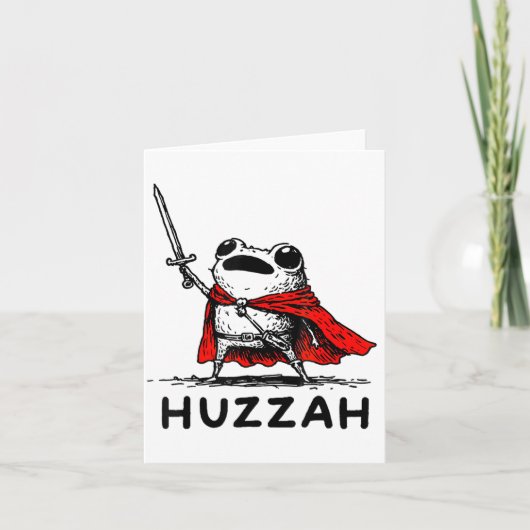 Retro Huzzah Frog Knight Funny Sword Meme Quote  Kaart (Voorkant)