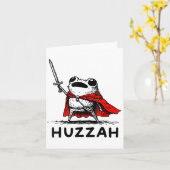 Retro Huzzah Frog Knight Funny Sword Meme Quote  Kaart (Gele Bloem)