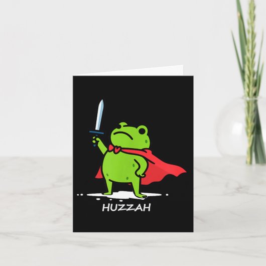 Retro Huzzah Frog Knight Funny Sword Meme Quote Me Kaart (Voorkant)