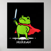 Retro Huzzah Frog Knight Funny Sword Meme Quote Me Poster (Voorkant)