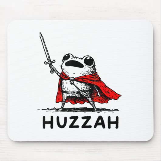 Retro Huzzah Frog Knight Funny Sword Meme Quote Muismat (Voorkant)